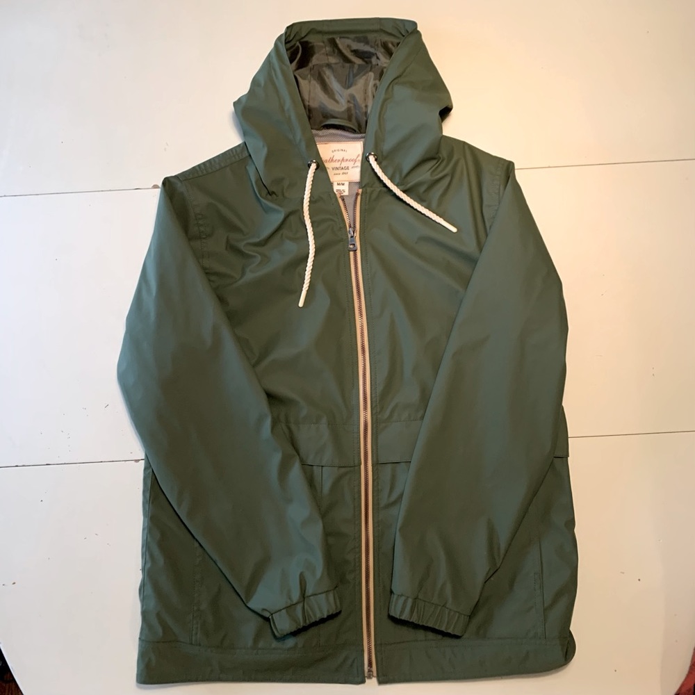 Weatherproof women’s raincoat in olive green (from Costco)